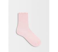 Pieces - Calzini rosa pallido a coste con volant One Size