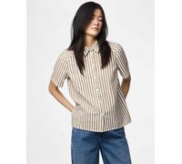 Pieces - Camicia a maniche corte greige-Marrone XS