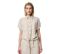 Pieces - Camicia color crema allacciata sul davanti in misto lino in coordinato-Bianco XS