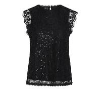 PIECES Camicia da Donna Pcolline SL Lace Sequins Top Noos, Nero, S