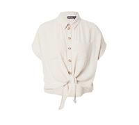 Pieces - Camicia color crema allacciata sul davanti in misto lino in coordinato-Bianco M