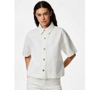 Pieces - Camicia di jeans bianco acceso XL