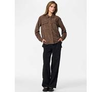 Pieces - Camicia marrone con bottoni-Nero XL