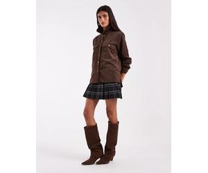 Pieces camicia oversize in corduroy con tasca dettaglio, marrone cioccolato XXL