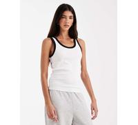 Pieces - Canotta bianca con finiture a contrasto-Bianco S