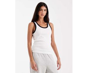 Pieces - Canotta bianca con finiture a contrasto-Bianco S