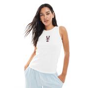 Pieces - Canotta bianca con ricamo di aragosta-Bianco S