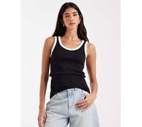 Pieces - Canotta nera con finiture a contrasto-Nero XS