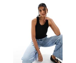 Pieces - Canotta nera con reggiseno integrato-Nero S