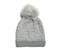 Pieces cappello in maglia con pompon argento UNI