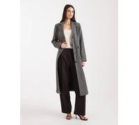 Pieces - Cappotto elegante lungo marrone e nero a quadri S