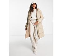 PIECES - Cappotto imbottito taglio lungo beige chiaro con cappuccio-Neutro XL
