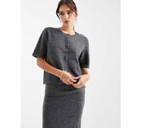 Pieces - Cardigan a maniche corte in maglia color grigio mélange medio in coordinato S