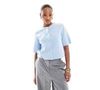 Pieces - Cardigan a maniche corte in maglia morbida blu XL