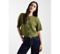 Pieces - Cardigan a maniche corte verde scuro in maglia morbida M
