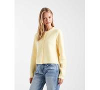 Pieces - Cardigan a maniche lunghe in maglia morbida color banana pallido-Giallo XS