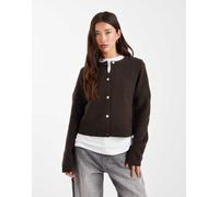 Pieces - Cardigan a maniche lunghe in maglia morbida marrone cioccolato XXL