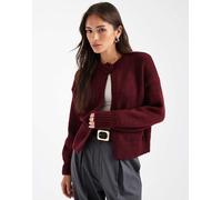 Pieces - Cardigan bordeaux lavorato a maglia con rosellina-Rosso L