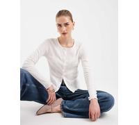 Pieces - Cardigan con bordi smerlati color cloud dancer-Bianco L