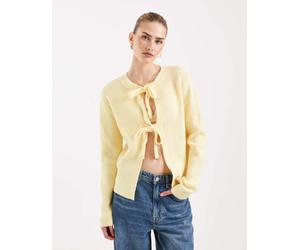 Pieces - Cardigan double-face allacciato sul davanti giallo pallido L