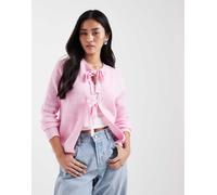 Pieces - Cardigan double-face allacciato sul davanti rosa XXL