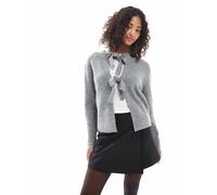 Pieces - Cardigan double-face grigio allacciato sul davanti L