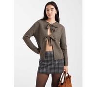 Pieces - Cardigan double-face marrone allacciato sul davanti XS
