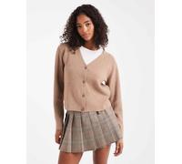 Pieces - Cardigan in maglia beige con bottoni a cuore-Neutro XS