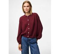 Pieces - Cardigan in maglia color porto fulvo-Rosso XL