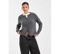 Pieces - Cardigan in maglia morbida grigio medio mélange S