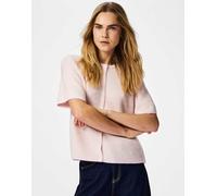 Pieces - Cardigan in maglia rosa spalmata XS