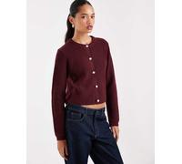 Pieces cardigan morbido in maglia a maniche lunghe bordeaux-Rosso M