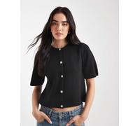 Pieces - Cardigan nero squadrato a maniche corte L