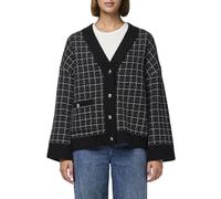 PIECES Pcnilja Knit Shacket Pa BC Maglione Cardigan, Black/Checks: Bianco e Argento Lurex, L Donna