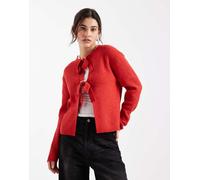 Pieces - Cardigan rosso double-face allacciato sul davanti M