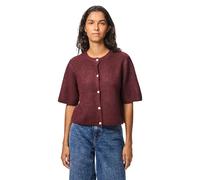 Pieces - Cardigan a maniche corte in maglia morbida bordeaux-Rosso L