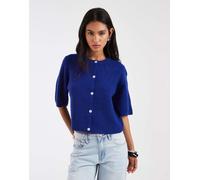 Pieces - Cardigan squadrato a maniche corte blu scuro-Blu navy XS