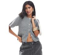 Pieces - Cardigan squadrato a maniche corte grigio medio mélange M