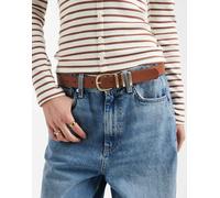 Pieces - Cintura marrone cognac con fibbia dorata XL