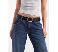 Pieces - Cintura nera con fibbia dorata spessa-Nero M