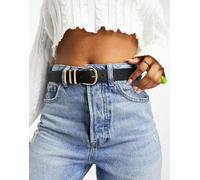 Pieces - Cintura nera con fibbia oro-Neutro M