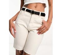 Pieces - Cintura nera con fibbia rotonda oro-Nero S