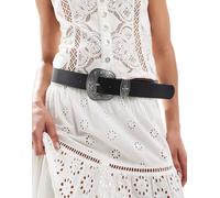 Pieces - Cintura nera con fibbia western-Nero S