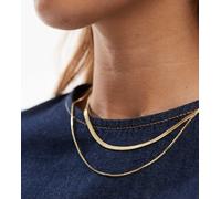 Pieces - Collana a catenina doppio filo dorata-Oro One Size