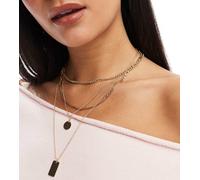 Pieces - Collana multifilo dorata con charm-Oro One Size