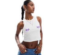 Pieces - Concert - Canotta bianca con fiocchetti applicati-Bianco XXL