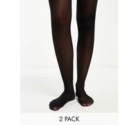 Pieces - Confezione da 2 collant 20 denari neri-Nero M-L