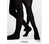 Pieces - Confezione da 2 collant 40 denari neri-Nero S-M