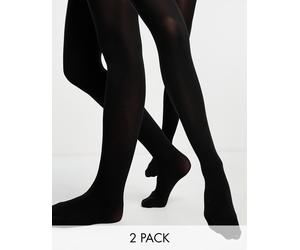 Pieces - Confezione da 2 collant 40 denari neri-Nero S-M