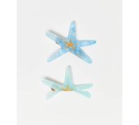 Pieces - Confezione da 2 fermagli per capelli turchese e blu a forma di stelle marine One Size